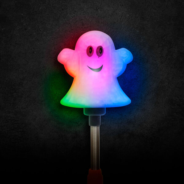 Halloweeni LED lámpa, rugós szellem - elemes