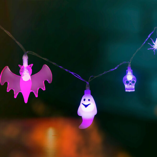 Halloween-i négyféle mintás lila fényfüzér