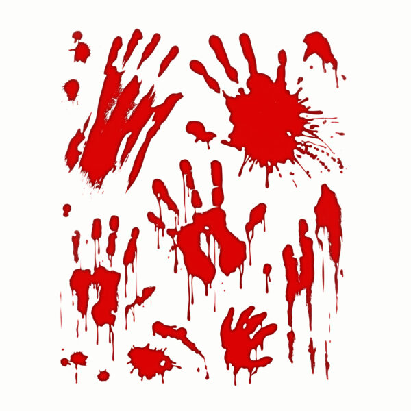 Véres kezek Halloween-i ablakmatrica szett - 8 részes