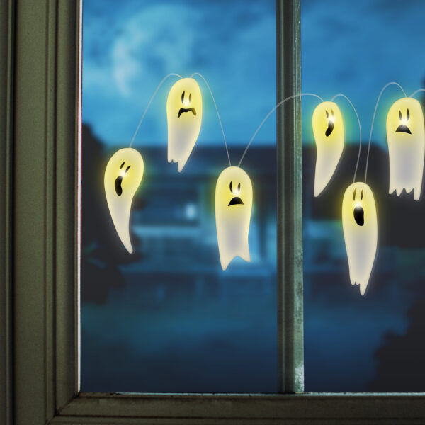 Halloween-i LED ablakdekor - szellem