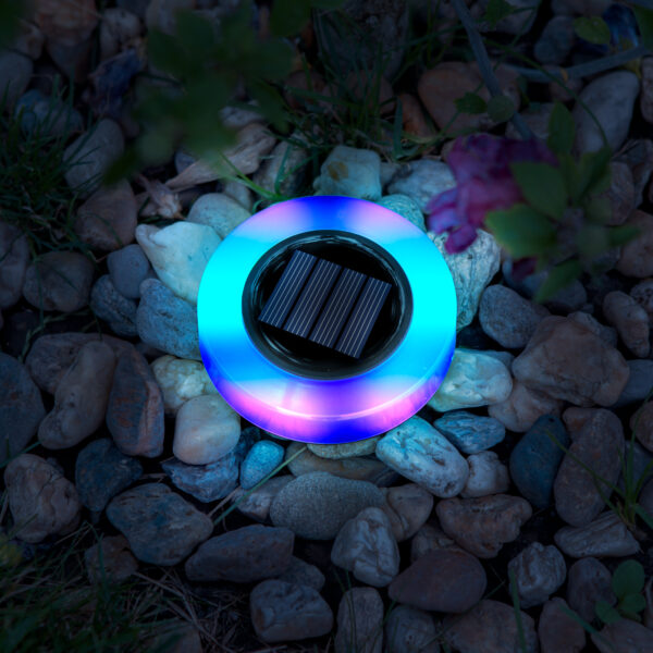 Napelemes kerti lámpa kör alakú, színváltó, RGB színes LED 10,5cm