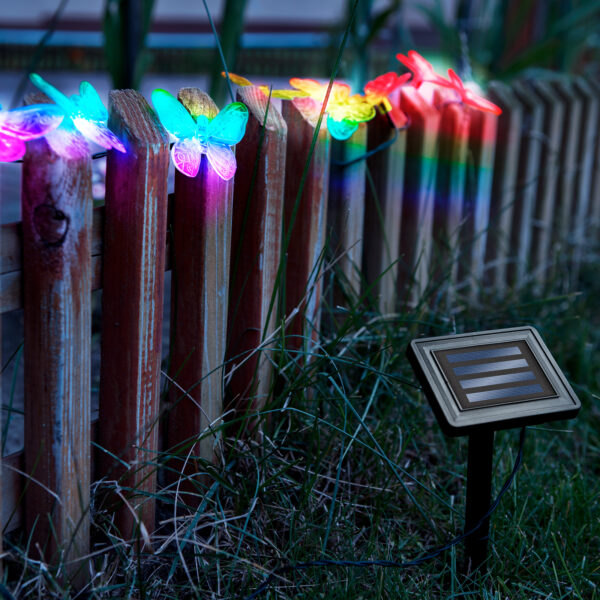 Szolár fényfüzér pillangó 2,9 m - 10 színes LED
