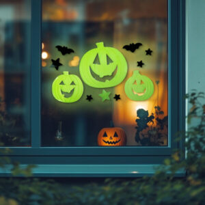 Halloween-i foszforeszkáló ablakdekor - tök