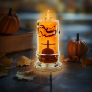Halloween-i LED gyertya dekoráció - sírkő