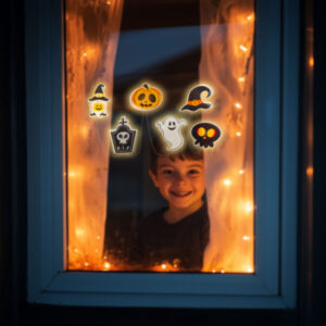 Halloween-i LED ablakdekor - gél - többféle forma