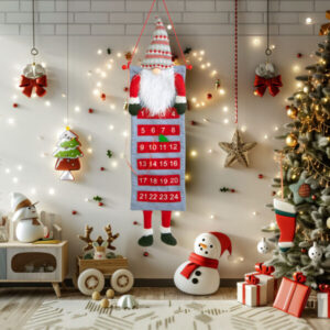 Fali adventi naptár - 3D skandináv manóval - 100 x 28 cm