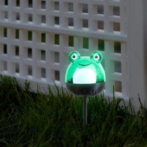 LED-es napelemes lámpa - béka - hidegfehér - zöld - 150 x 50 x 50 mm