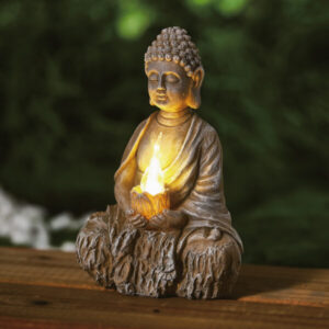 Napelemes Buddha gyertyával - 12,5 x 8,5 x 19 cm