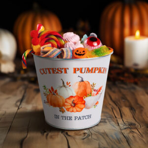 Őszi fém vödör - tökös