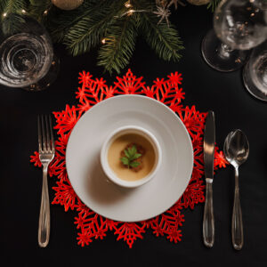 Karácsonyi edényalátét, jégkristály, piros