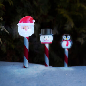 Karácsonyi napelemes lámpa, Mikulás, hóember, pingvin