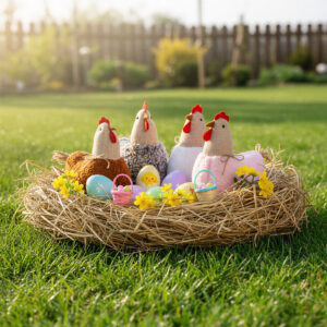 Textil dekoráció - tyúkanyó - 21 x 18 x 11 cm