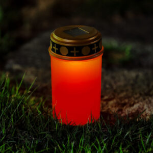 Mécses alakú napelemes lámpa, piros/fehér