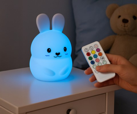 Nyuszis éjjeli lámpa távirányítóval 1 Nyuszis éjjeli lámpa távirányítóval