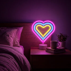 Neon LED lámpa - színes szív