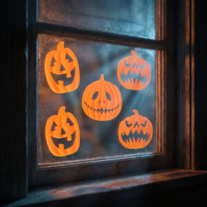 Halloween-i 3D gél ablakdekoráció, tök - 9 db/csomag