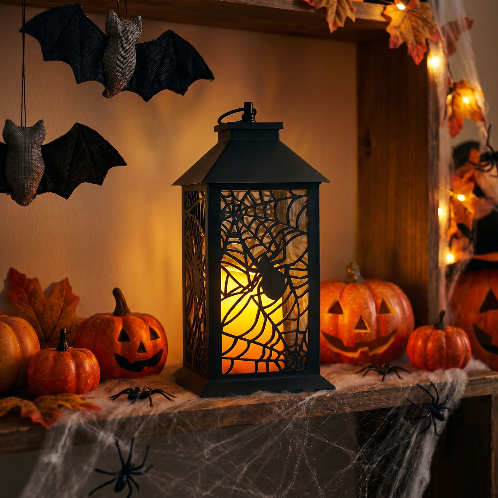 Halloween-i pislákoló lámpás, pók 1 Halloween-i pislákoló lámpás, pók