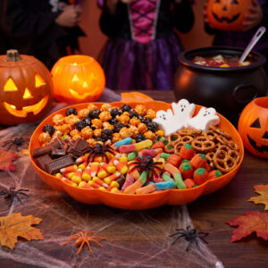 Halloween-i kínálótál, tökös, műanyag