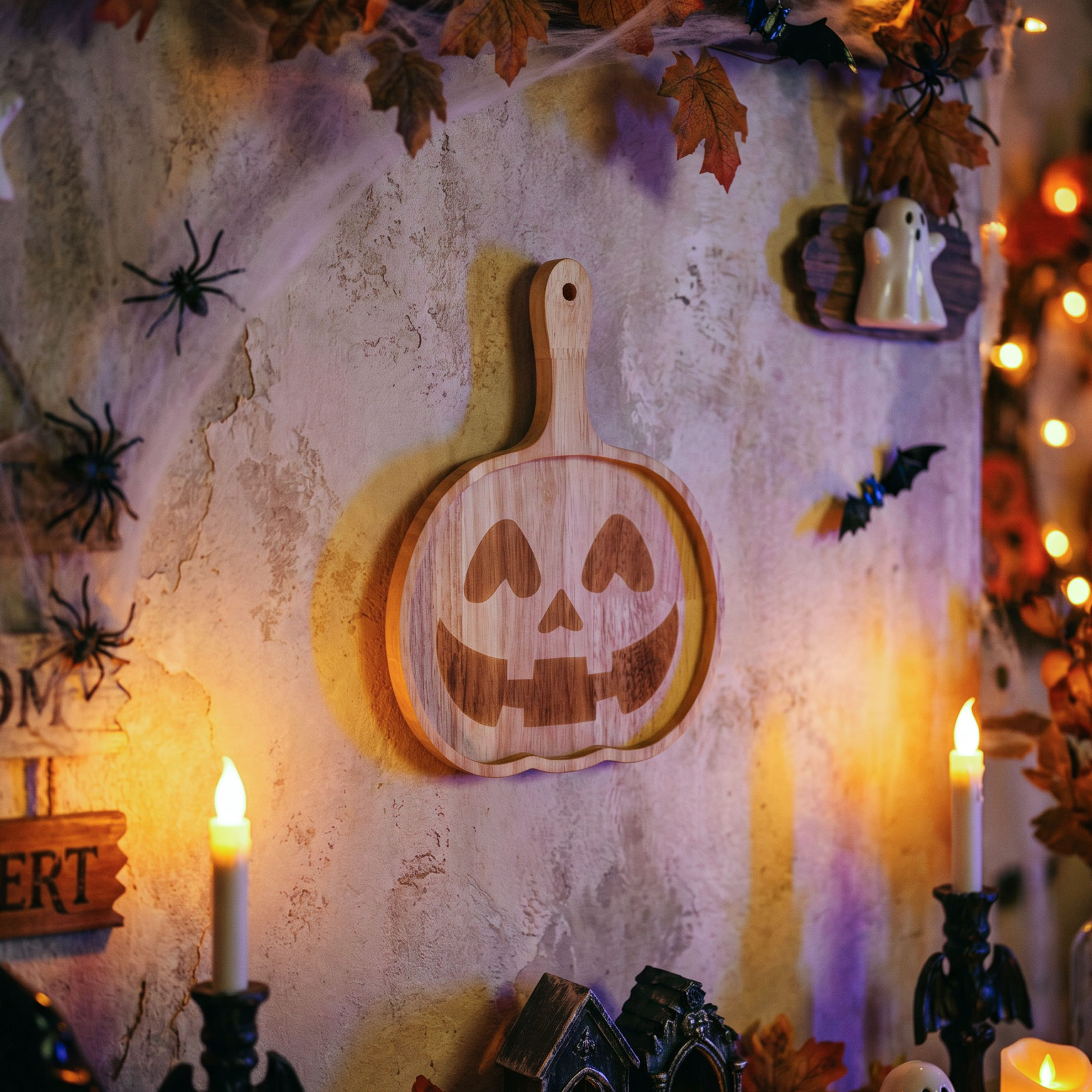 Halloween-i tálaló/kínáló tál fogantyúval, fából 3 Halloween-i tálaló/kínáló tál fogantyúval, fából - Image 3